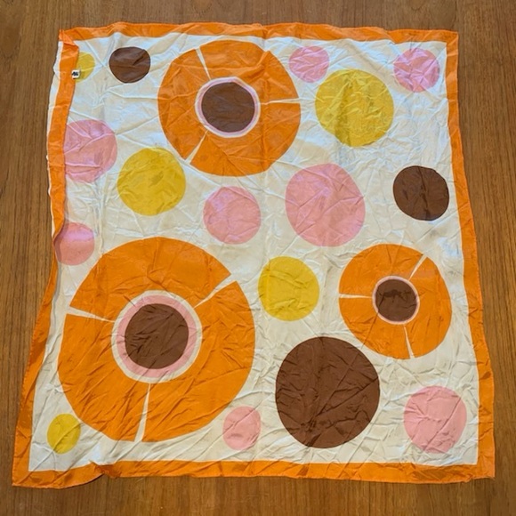 Retro orange acetate scarf. Measurements in photo. - Picture 2 of 4